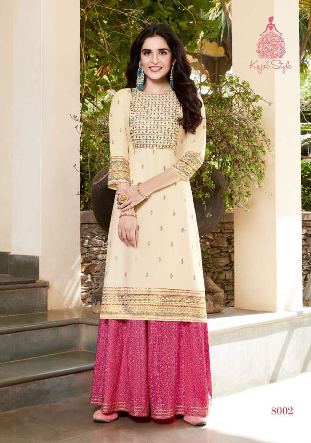 Fashion Label 8 Fancy Ethnic Wear Rayon Embroidery Work Kurti With Bottom Collection